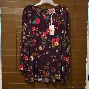 Johnny Was Purple Floral Top
